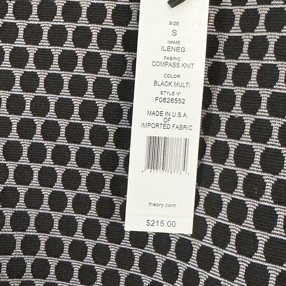 Theory shirt NEW small Black Patterned cropped Top long sleeve stretch - Picture 5 of 5